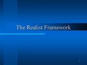 The Realist Framework 1 Core Assumptions of Realism