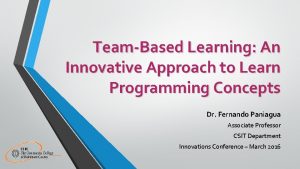 TeamBased Learning An Innovative Approach to Learn Programming