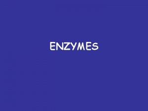 ENZYMES Enzymes Are Proteins Chemical CATALYSTS which speed