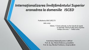 Internaionalizarea nvmntului Superior aronadrea la domeniile ISCED Politehnica