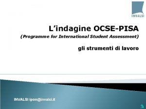 Lindagine OCSEPISA Programme for International Student Assessment gli