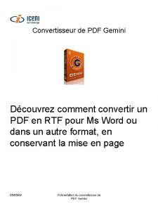 Convertisseur de PDF Gemini Dcouvrez comment convertir un