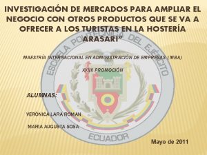 INVESTIGACIN DE MERCADOS PARA AMPLIAR EL NEGOCIO CON