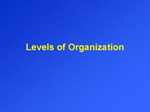 Levels of Organization ATOMS One Single Element Smallest