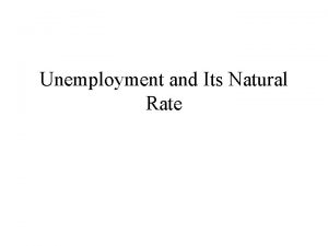 Unemployment and Its Natural Rate IDENTIFYING UNEMPLOYMENT Longrun