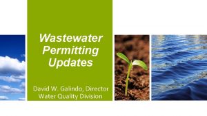 Wastewater Permitting Updates David W Galindo Director Water