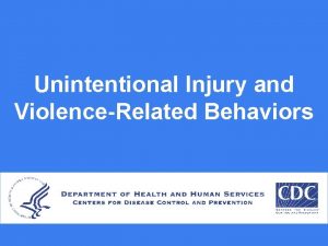 Unintentional Injury and ViolenceRelated Behaviors Percentage of High