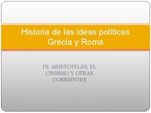 Historia de las ideas polticas Grecia y Roma