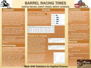 BARREL RACING TIMES Abstract DARION BEVAN DARCY MINES