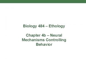 Biology 484 Ethology Chapter 4 b Neural Mechanisms