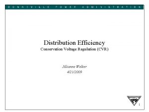 Distribution Efficiency Conservation Voltage Regulation CVR Jillianne Welker
