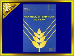 FAO MEDIUM TERM PLAN 2002 2007 FAO PLANNING