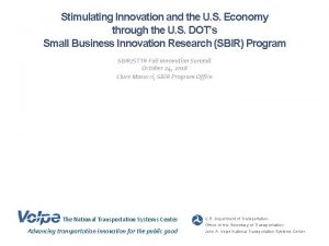 Stimulating Innovation and the U S Economy through