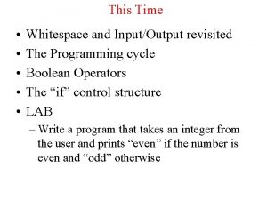 This Time Whitespace and InputOutput revisited The Programming