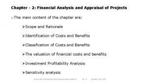 Chapter 2 Financial Analysis and Appraisal of Projects