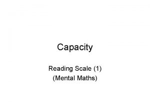 Capacity Reading Scale 1 Mental Maths Reading Scale