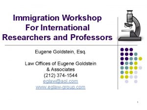 Immigration Workshop For International Researchers and Professors Eugene