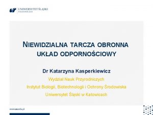 NIEWIDZIALNA TARCZA OBRONNA UKAD ODPORNOCIOWY Dr Katarzyna Kasperkiewicz