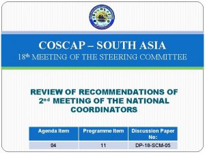 COSCAP SOUTH ASIA 18 th MEETING OF THE