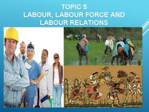 TOPIC 5 LABOUR LABOUR FORCE AND LABOUR RELATIONS