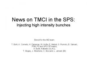 News on TMCI in the SPS Injecting high