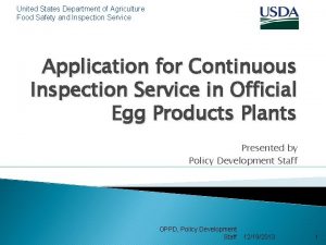 United States Department of Agriculture Food Safety and