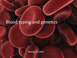 Blood typing and genetics February 18 2020 Blood