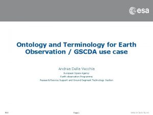 Ontology and Terminology for Earth Observation GSCDA use