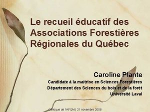 Le recueil ducatif des Associations Forestires Rgionales du