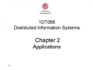 1 DT 066 Distributed Information Systems Chapter 2