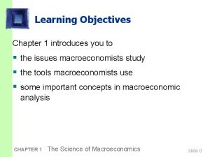 Learning Objectives Chapter 1 introduces you to the