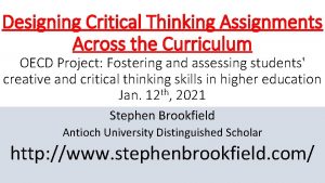 Designing Critical Thinking Assignments Across the Curriculum OECD