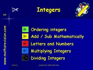 Integers www mathsrevision com S 33 Ordering integers