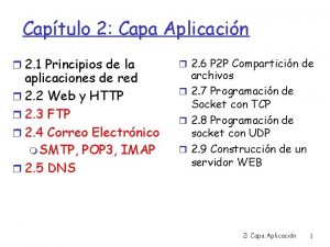 Captulo 2 Capa Aplicacin 2 1 Principios de