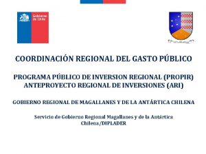 COORDINACIN REGIONAL DEL GASTO PBLICO PROGRAMA PBLICO DE