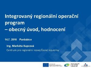 Integrovan regionln operan program obecn vod hodnocen 14