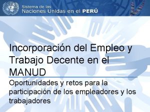 Incorporacin del Empleo y Trabajo Decente en el