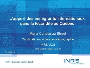 Lapport des immigrants internationaux dans la fcondit au