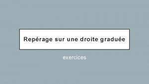 Reprage sur une droite gradue exercices Exercice 1