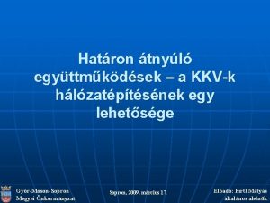 Hatron tnyl egyttmkdsek a KKVk hlzatptsnek egy lehetsge