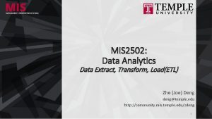 MIS 2502 Data Analytics Data Extract Transform LoadETL