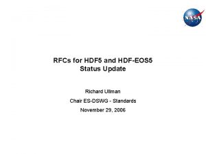 RFCs for HDF 5 and HDFEOS 5 Status
