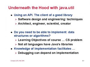 Underneath the Hood with java util l Using Underneath the Hood with java util l Using