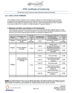 IFRA Certificate of Conformity This data sheet cancels