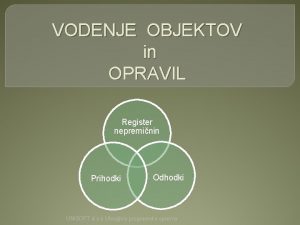 VODENJE OBJEKTOV in OPRAVIL Register nepreminin Prihodki Odhodki