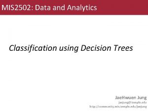 MIS 2502 Data and Analytics Classification using Decision