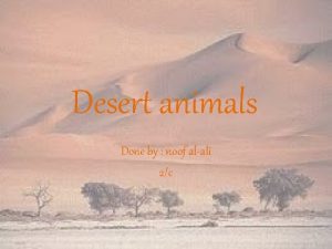 Desert animals Done by noof alali 2c Animals