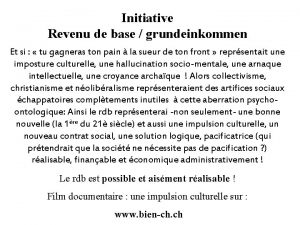 Initiative Revenu de base grundeinkommen Et si tu