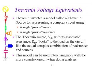 Thevenin Voltage Equivalents w Thevenin invented a model