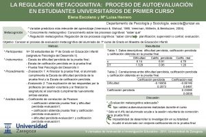 LA REGULACIN METACOGNITIVA PROCESO DE AUTOEVALUACIN EN ESTUDIANTES